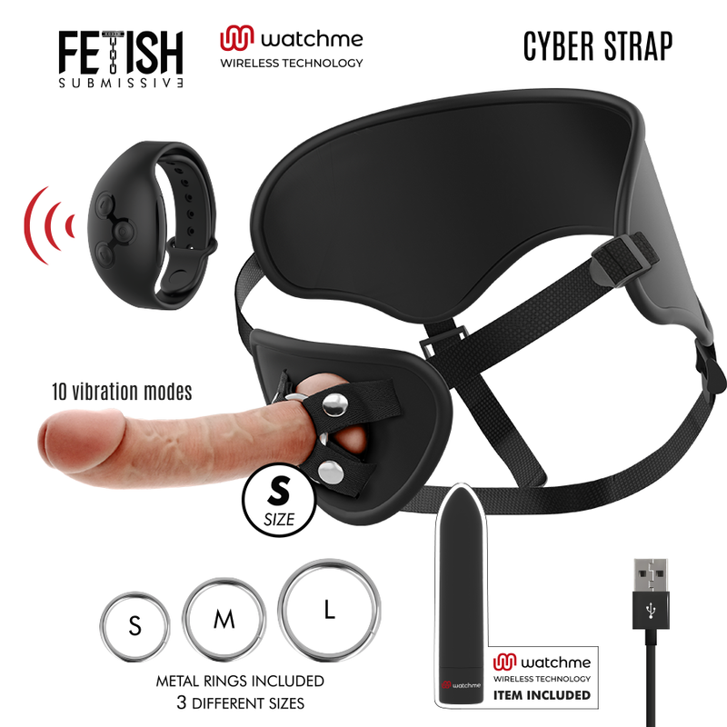 Комплект страпон Fetish Submissive Cyber Strap с дилдо и дистанционно управление