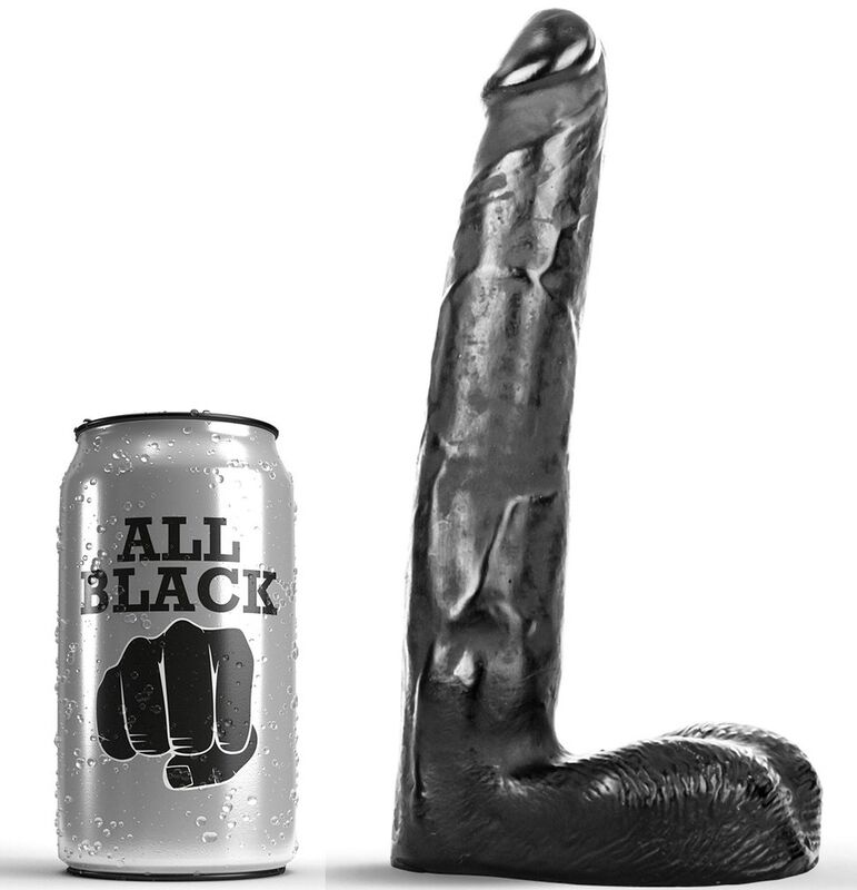 Реалистично дилдо ALL BLACK с текстура, 21 см