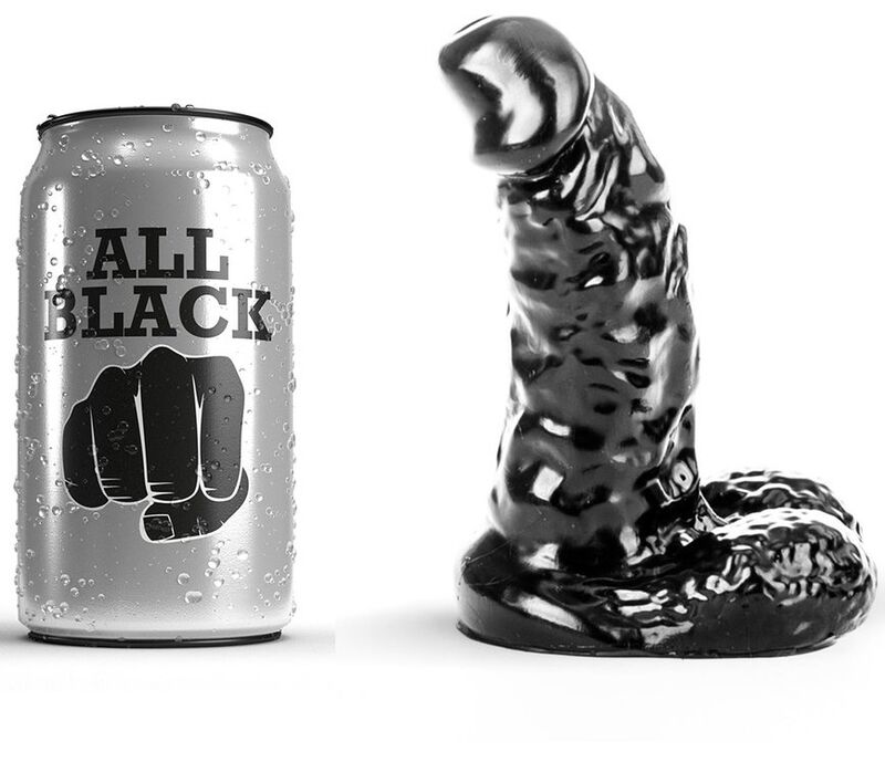 ALL BLACK дилдо с релефен вал, 13 см