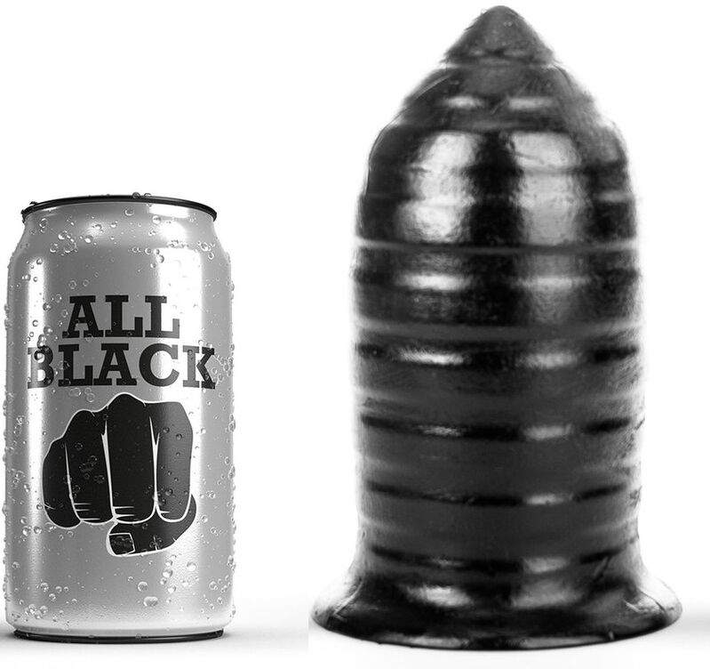 ALL BLACK анален плъг с релефна повърхност, 16 cm