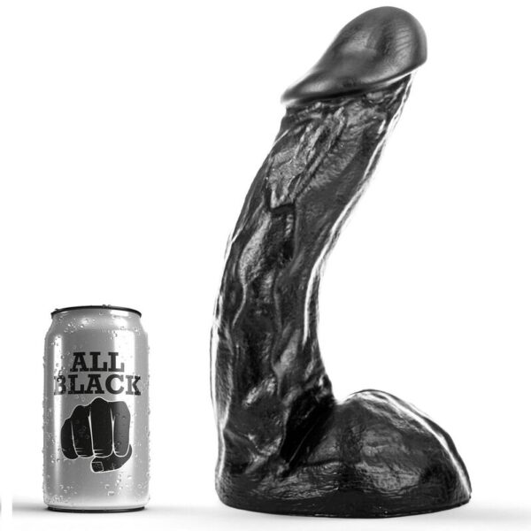 Дилдо ALL BLACK, леко извито, 28 cm