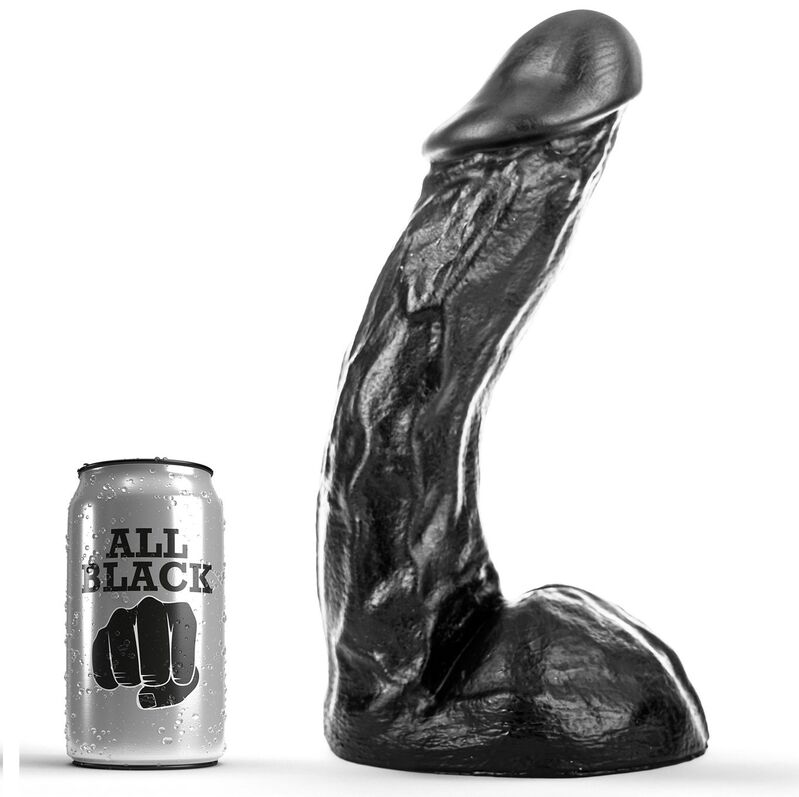 Дилдо ALL BLACK, леко извито, 28 cm