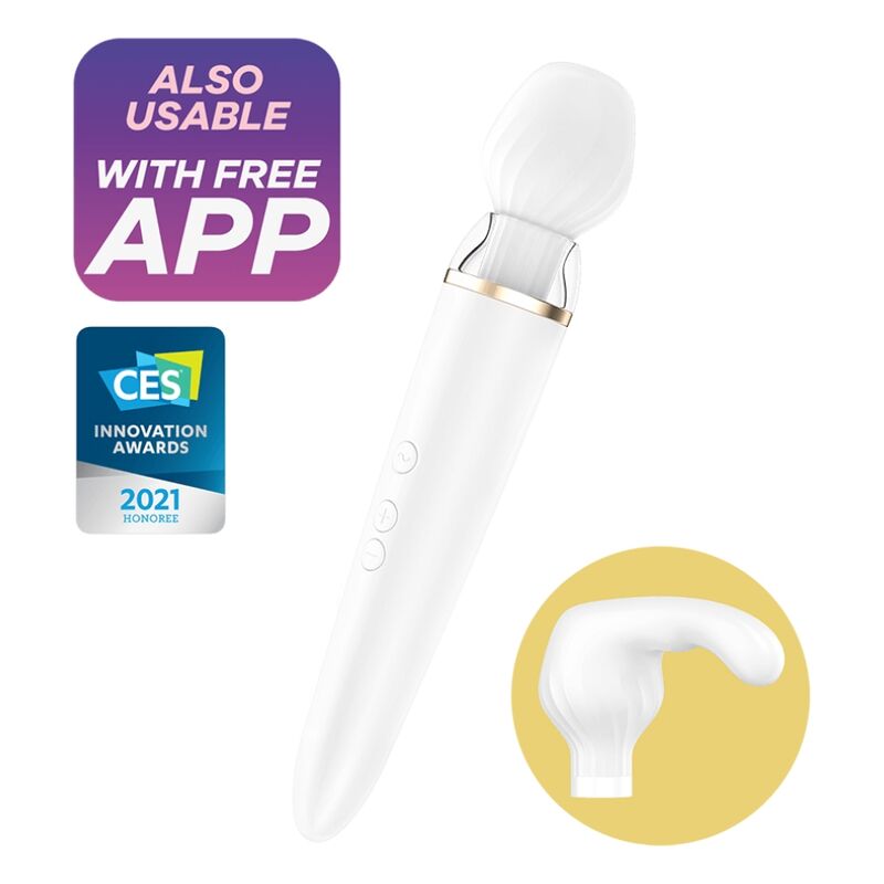 Вибратор с приложение Satisfyer Double Wander, бял