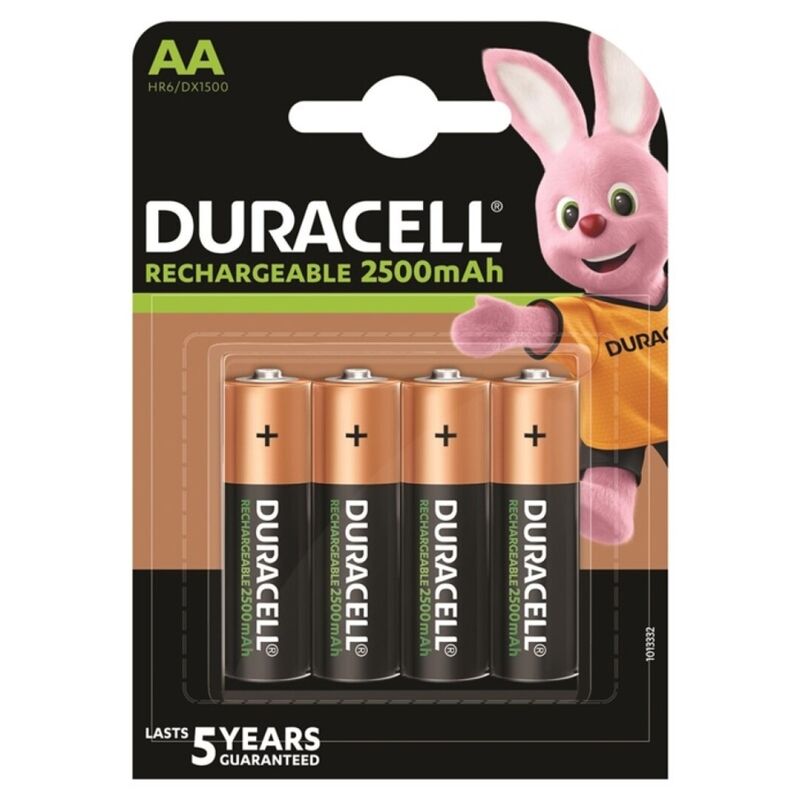 Презареждаеми батерии AA с капацитет 2500 mAh за ежедневни устройства DURACELL
