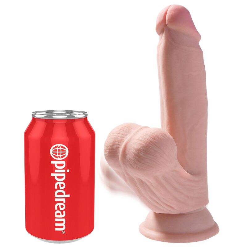 KING COCK Plus дилдо с подвижни тестиси и вендуза, 15,2 см