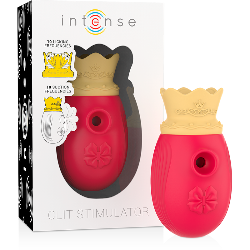 Вакуумен стимулатор INTENSE с 10 режима на засмукване и 10 режима на облизване, червен