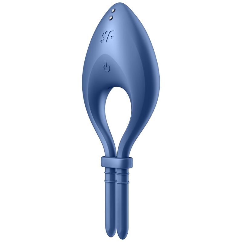 Вибриращ пръстен за пенис Satisfyer Bullseye с управление чрез приложение, син