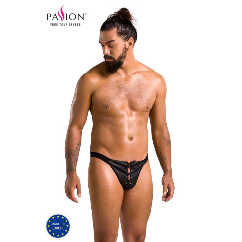 Отворени джокстрап слипки от PU, оформящи фигурата, черни, размер S M PASSION