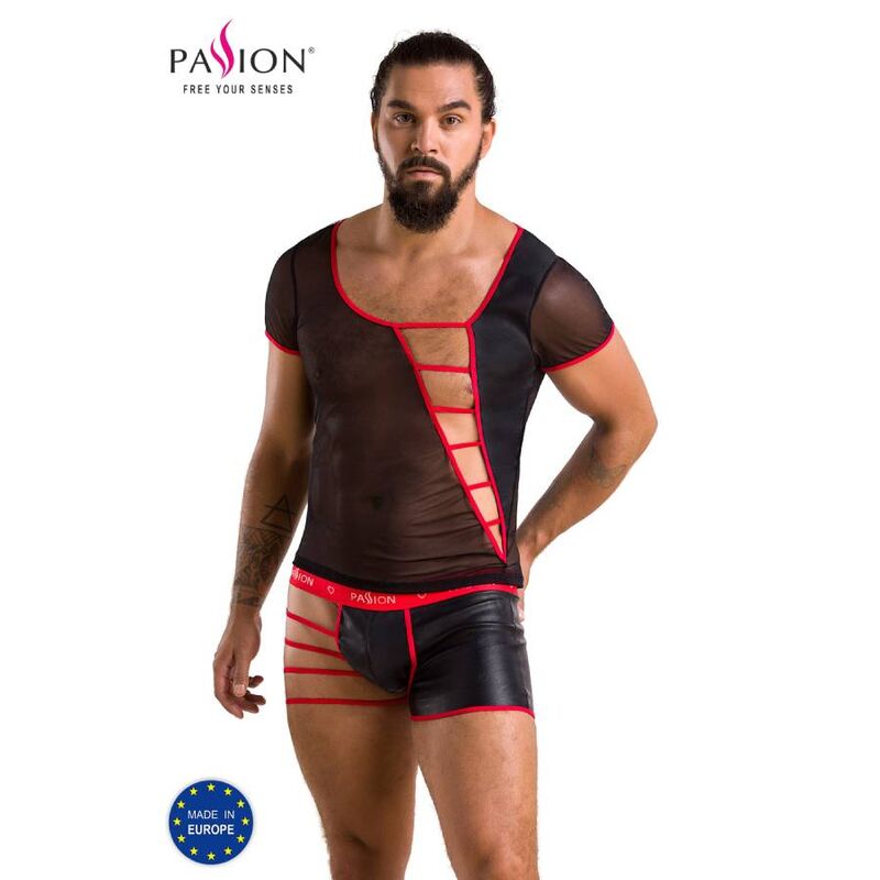 PASSION MEN 055 комплект мъжко еротично бельо, черен, L/XL