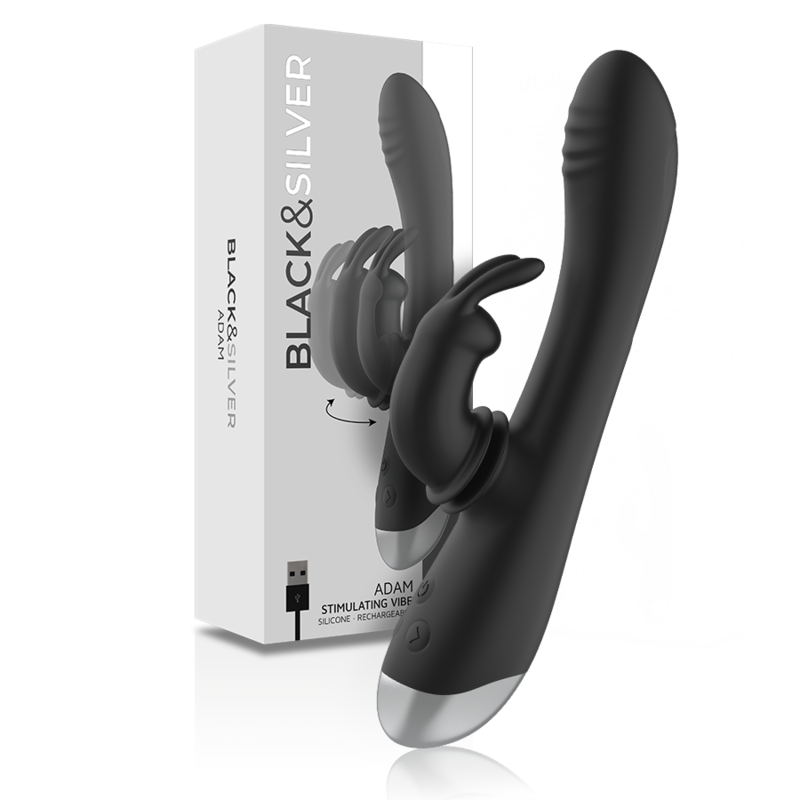 Вибратор заек с двойна стимулация и 10 програми, черен BLACKSILVER