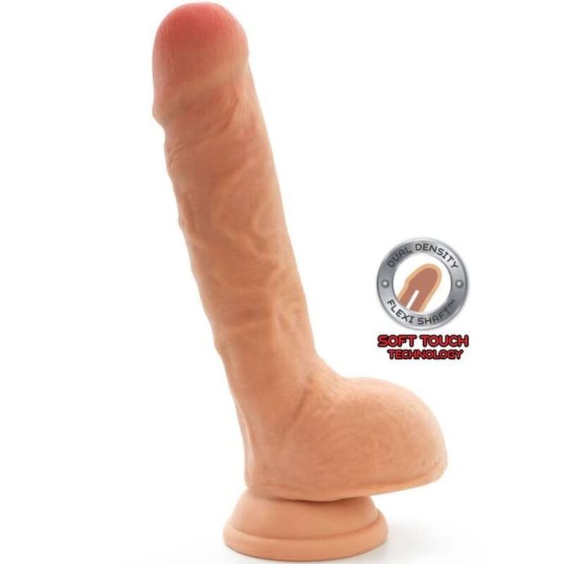 GET REAL дилдо Dual Density с тестиси, 25,5 cm