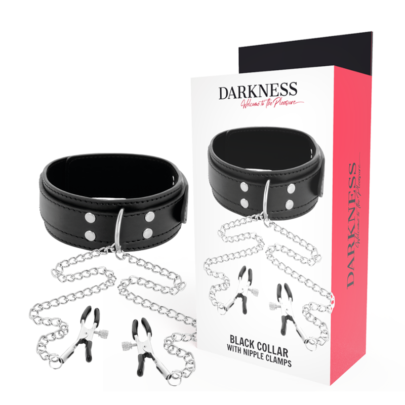 DARKNESS BDSM яка с щипки за зърна, черна