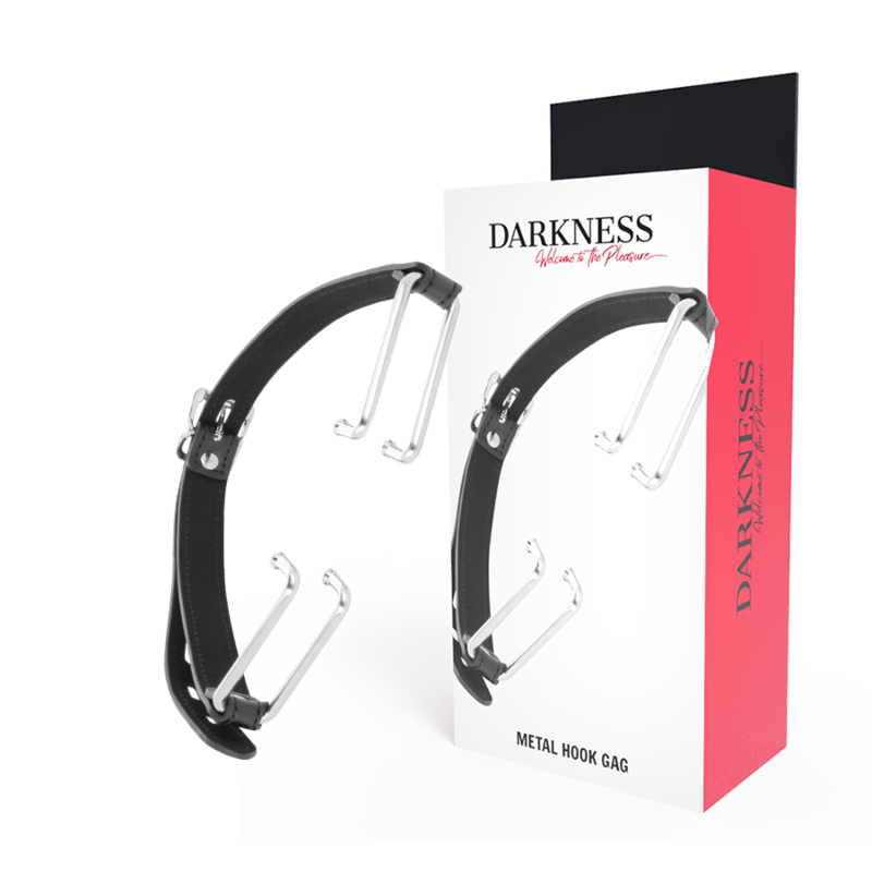 DARKNESS BONDAGE кожен гег с кука, черен