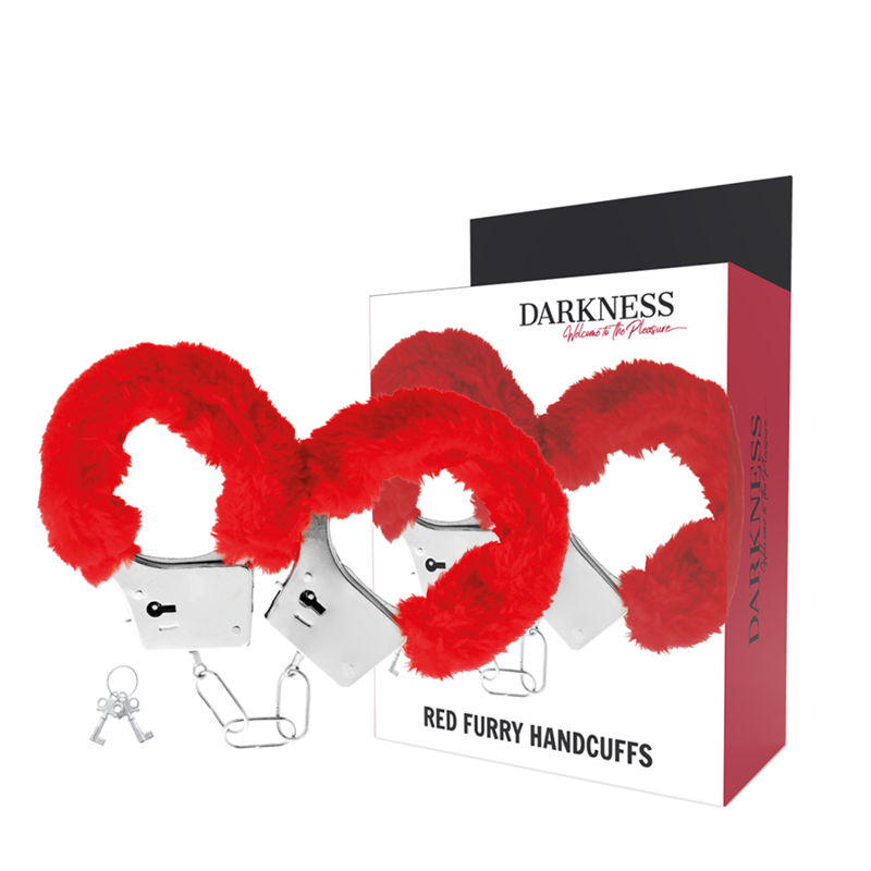 Метални белезници DARKNESS с червена подплата