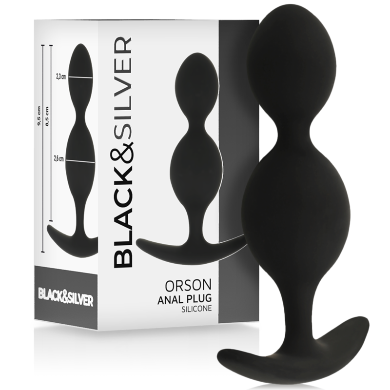 Силиконова анална тапа с 2 вълни за нежно разтягане, 9 см BLACKSILVER