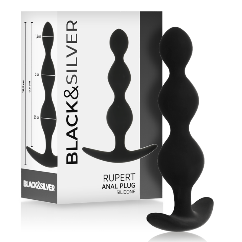 Силиконова анална броеница с 5 топчета за нежна анална стимулация BLACKSILVER