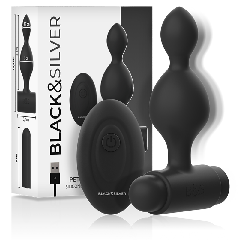 Силиконов анален вибратор с дистанционно управление и 10 програми BLACKSILVER