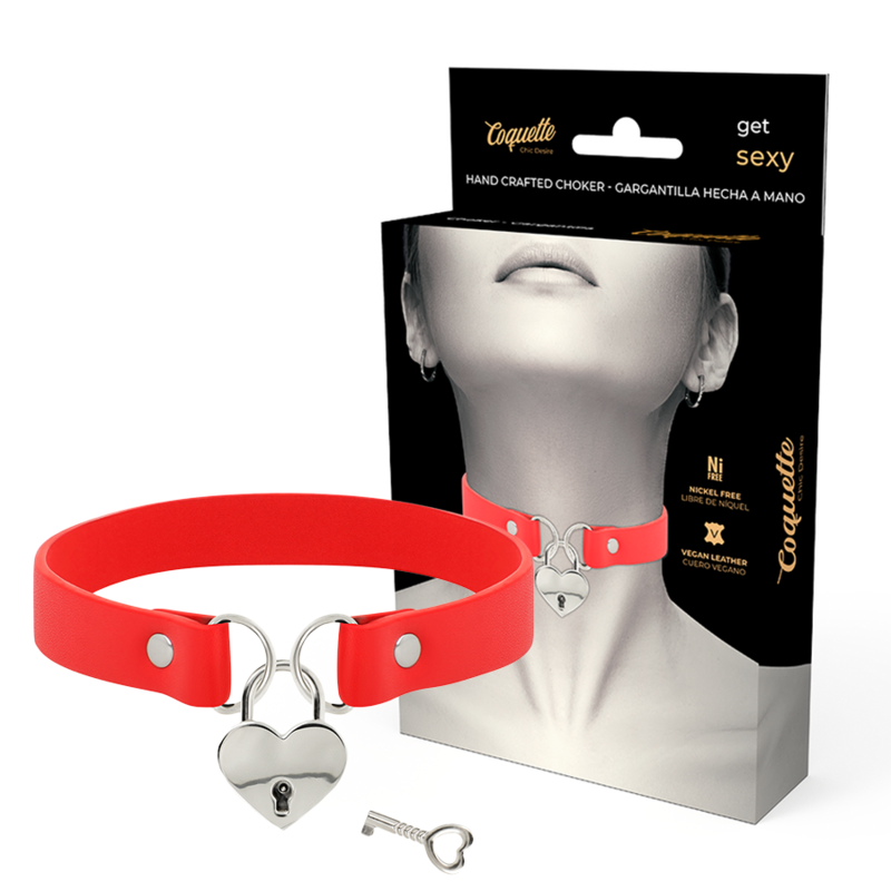 BDSM нашийник Coquette Chic Desire със сърце и ключ