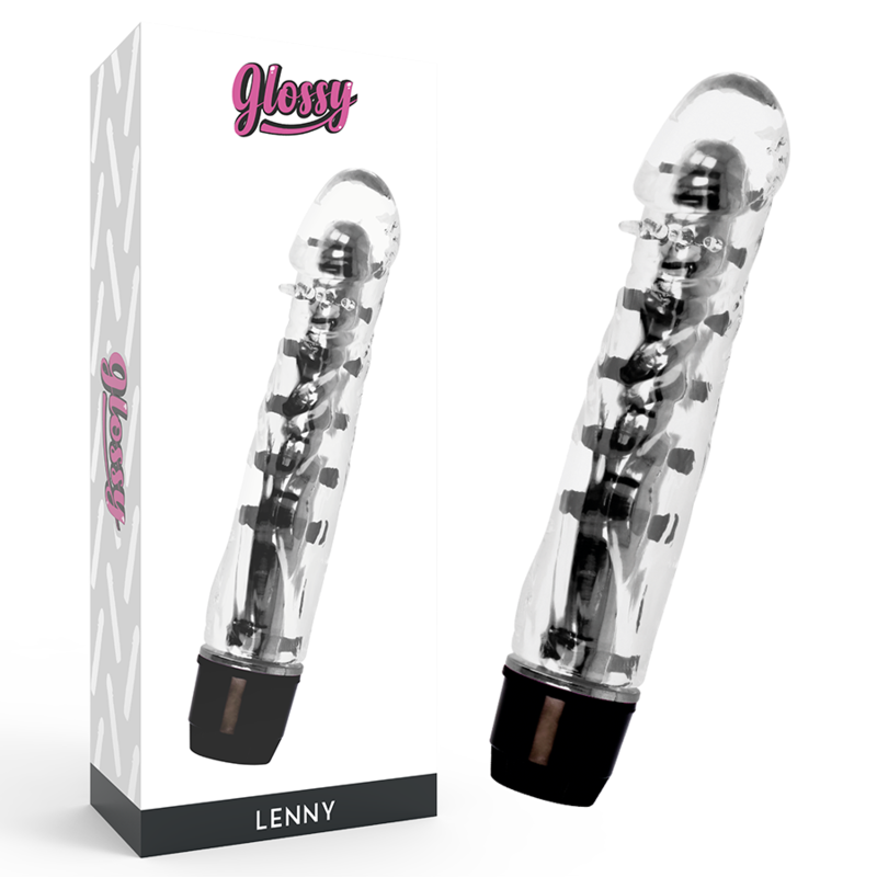 Вибратор GLOSSY Lenny, черен, 14 см