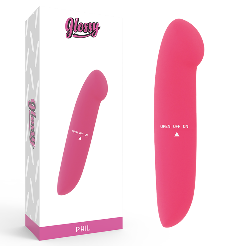 Мини вибратор GLOSSY PHIL, 13 см, розов