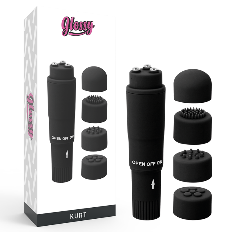 Мини вибратор GLOSSY Kurt с 4 приставки