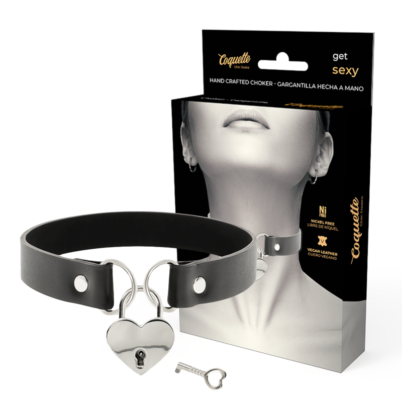 BDSM чокър Coquette Chic Desire със сърце и ключ