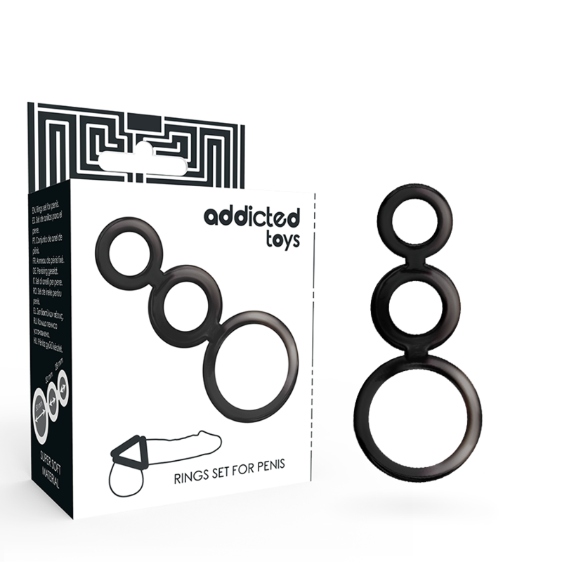 ADDICTED TOYS пръстен за пенис без вибрации, комплект от 3 броя, опушен цвят