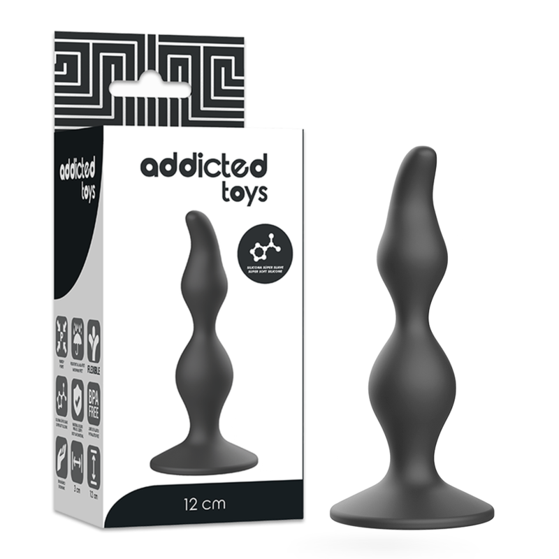 ADDICTED TOYS силиконов анален плъг, 12 см, черен