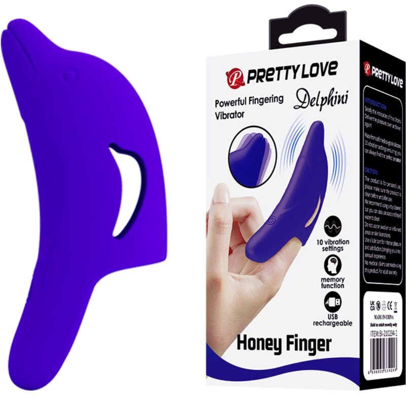Вибратор за пръст Pretty Love Delphini, син