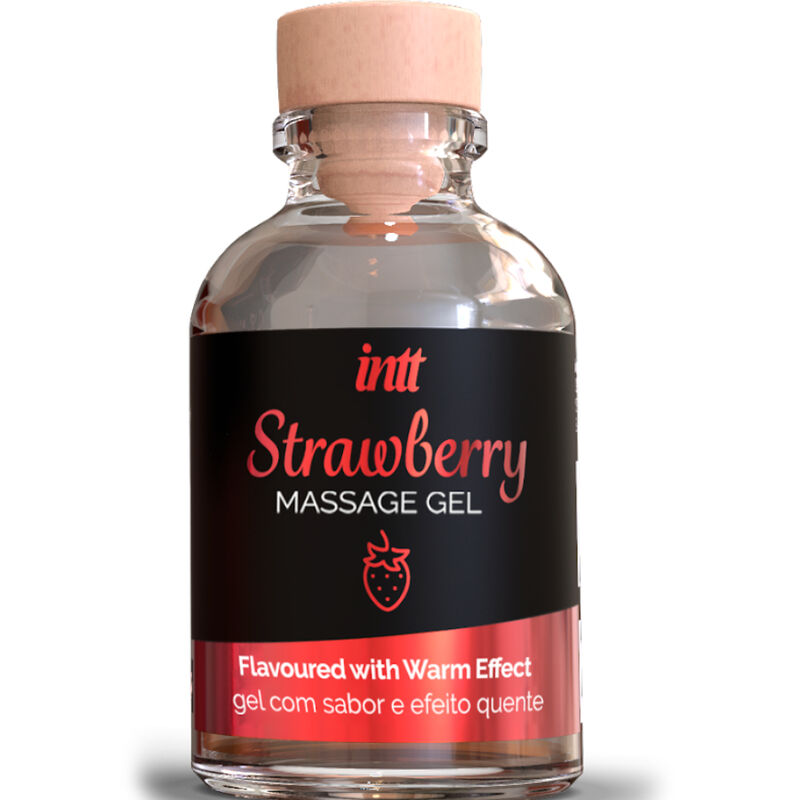 Масажен гел INTT с вкус на ягода и загряващ ефект, 30 ml