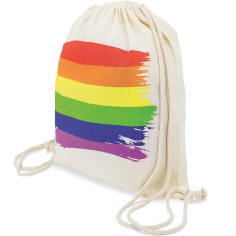 Памучна раница с връзки и дъгово знаме за прайд събития PRIDE