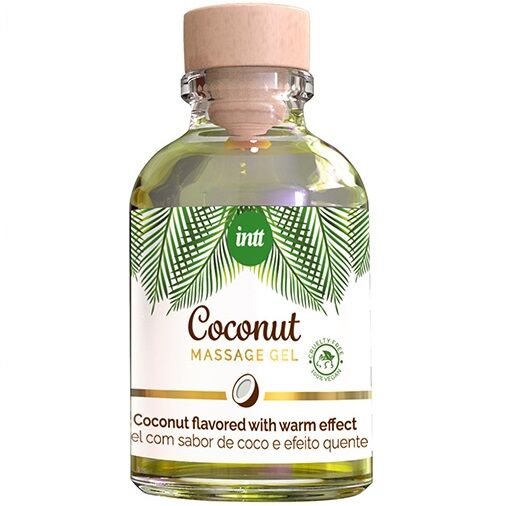 Веган масажен гел INTT с вкус на кокос и затоплящ ефект, 30 ml