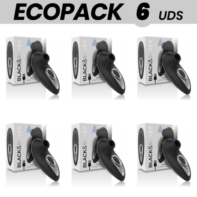 Ecopack 6 Броя Blacksilver Drake Deluxe Вибратор Със Сукция, Презареждаем, Черен Силикон
