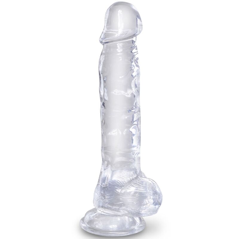 Прозрачен страпон дилдо KING COCK Clear с тестиси