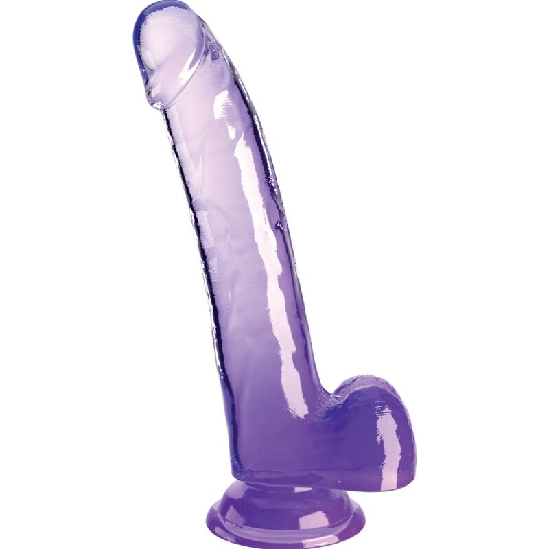 Дилдо KING COCK Clear с тестиси, лилаво