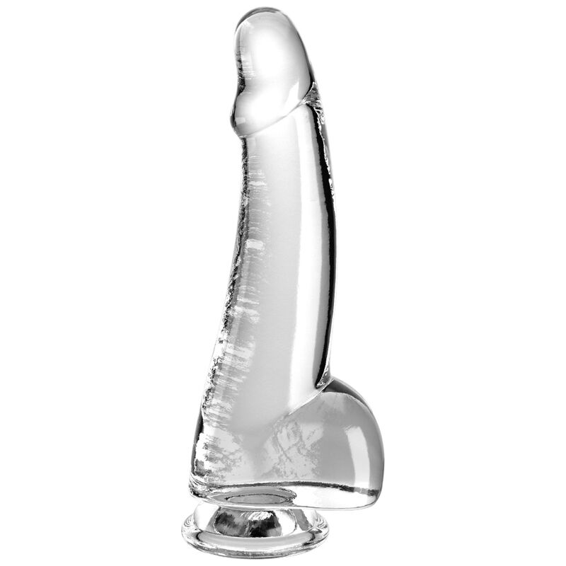 Прозрачно дилдо KING COCK Clear с тестиси, 19 см