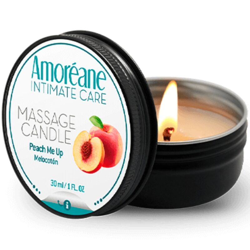 Масажна свещ с прасковен аромат за чувствен масаж за двама, 30 ml AMOREANE