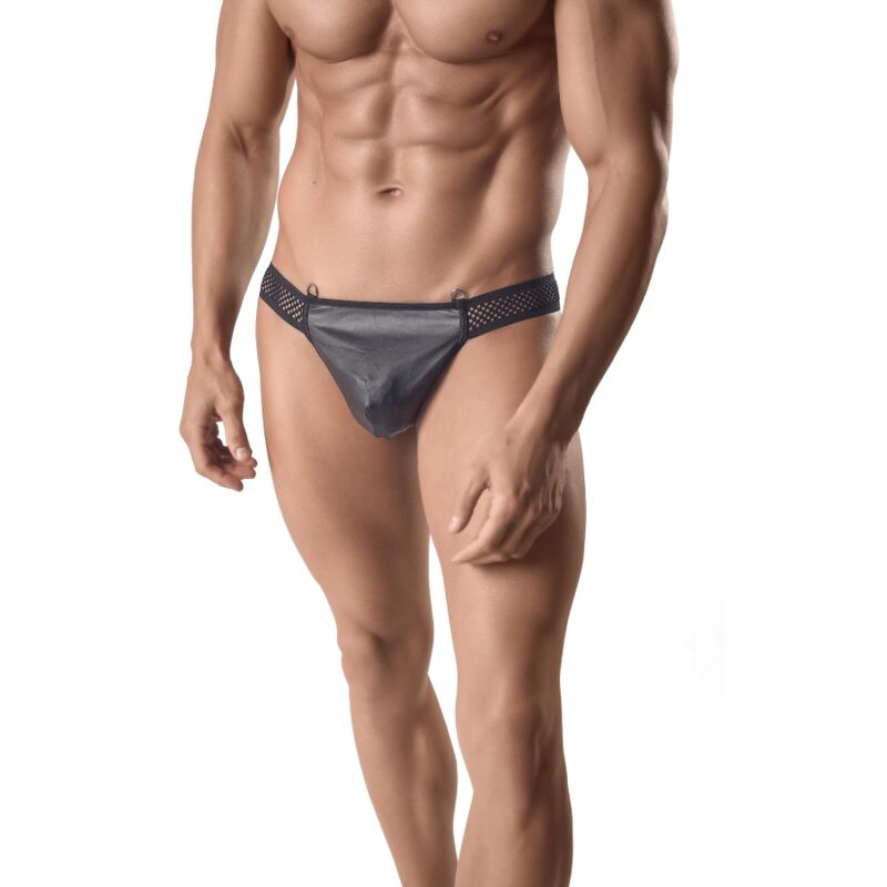 Мъжки кожен стринг с мрежести детайли, удобни еротични прашки 2XL ANAIS MEN