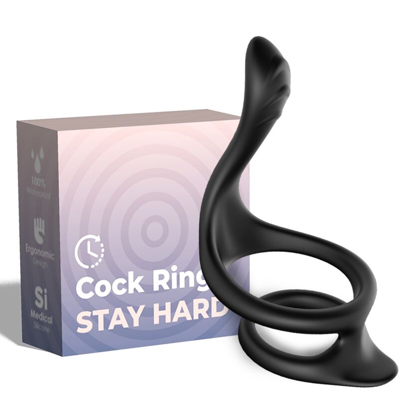 ARMONY Tail Double Anal Ring: пенисен пръстен без вибрации, черен