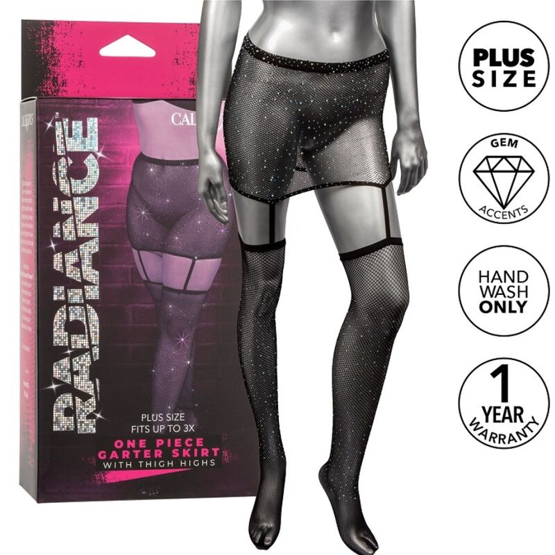 Къса пола с жартиери CalExotics Radiance и чорапи до бедрата, размер Plus Size
