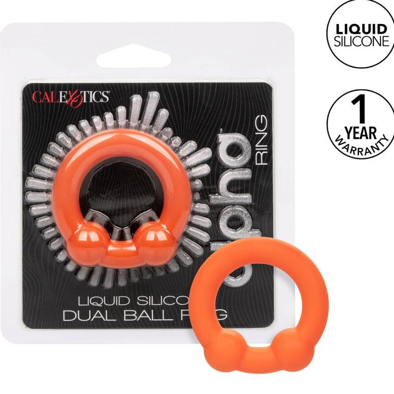CalExotics Alpha Dual Ball пенис пръстен без вибрации, оранжев
