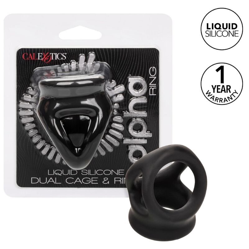 CalExotics Alpha Dual Cage, черен пенис ринг без вибрации
