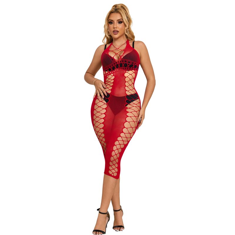 Дълга червена мрежеста рокля SUBBLIME, One Size