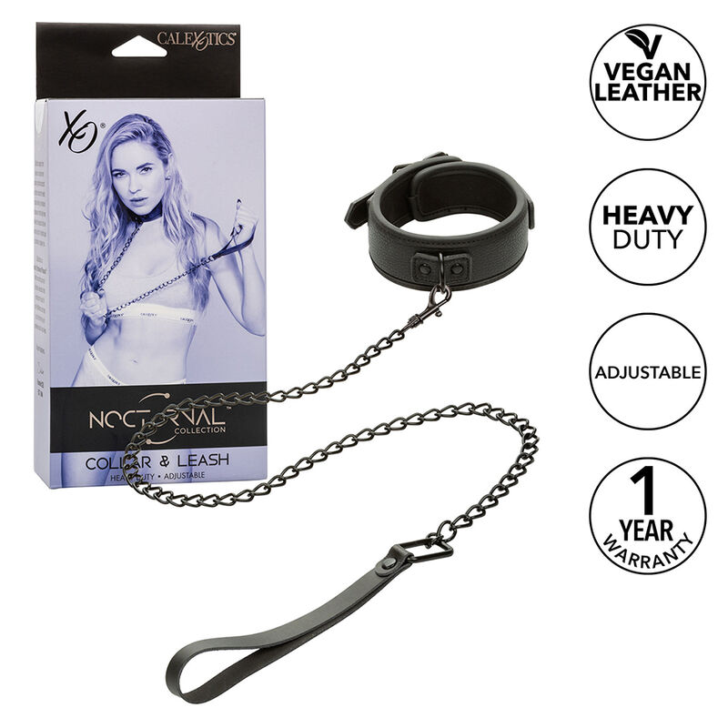 CALEXOTICS Nocturnal BDSM нашийник с подвижен верижен повод