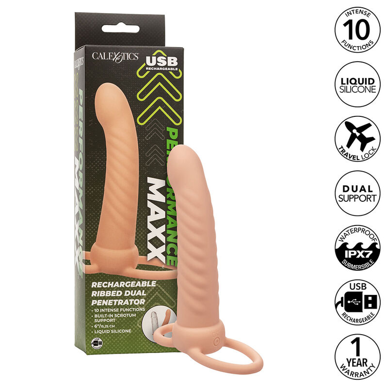 CalExotics Maxx оребрен двустранен пенетратор, презареждаем