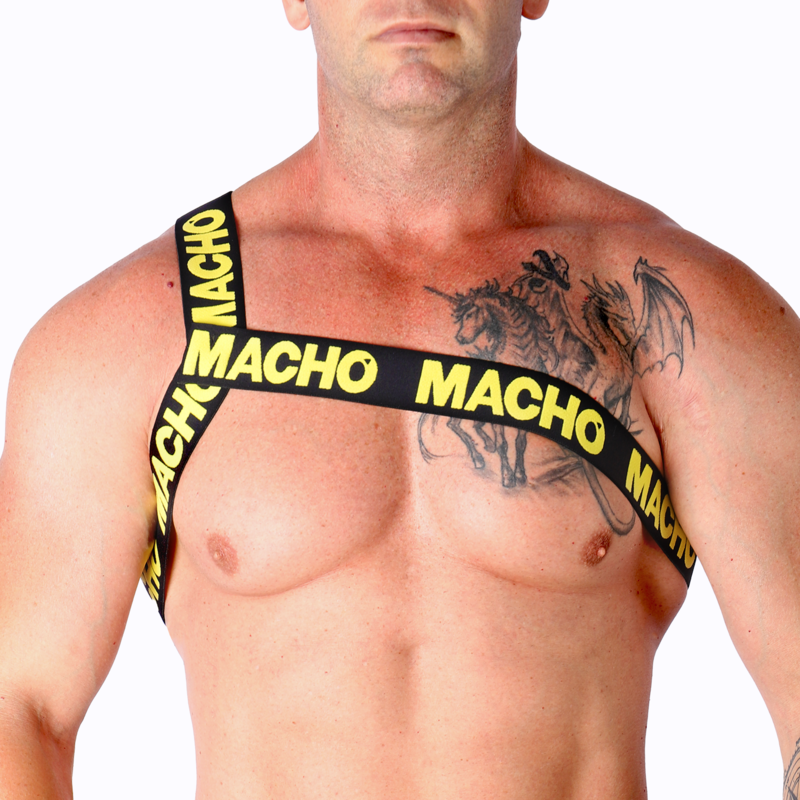 Мъжки колан тип хaрнес MACHO Roman · Размер: S/M · Цвят: ЖЪЛТО