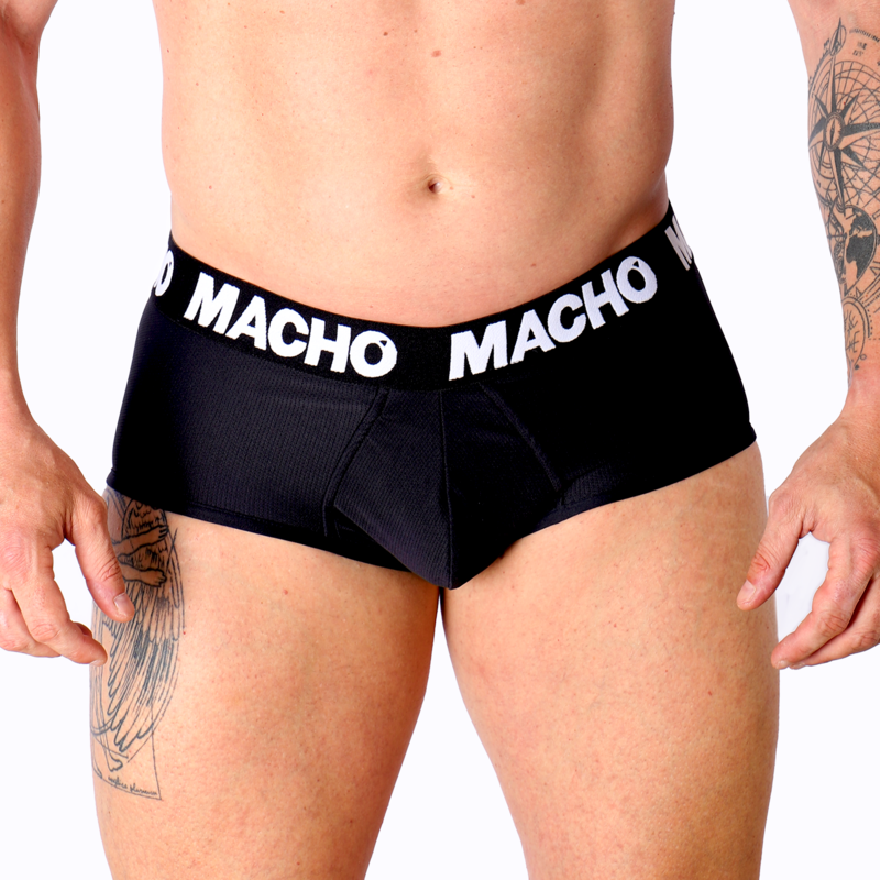 Мъжки слип с уголемяваща чашка, дишаща ликра, черен MACHO UNDERWEAR