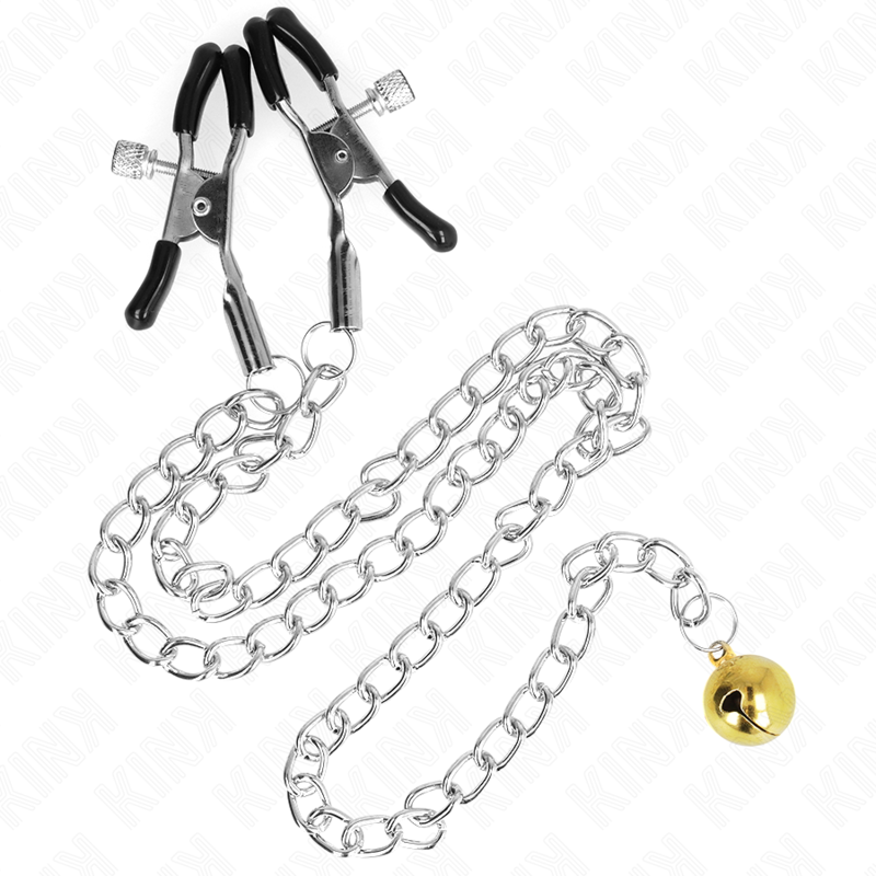Щипки за зърна KINK с верижка и звънче, 30 cm