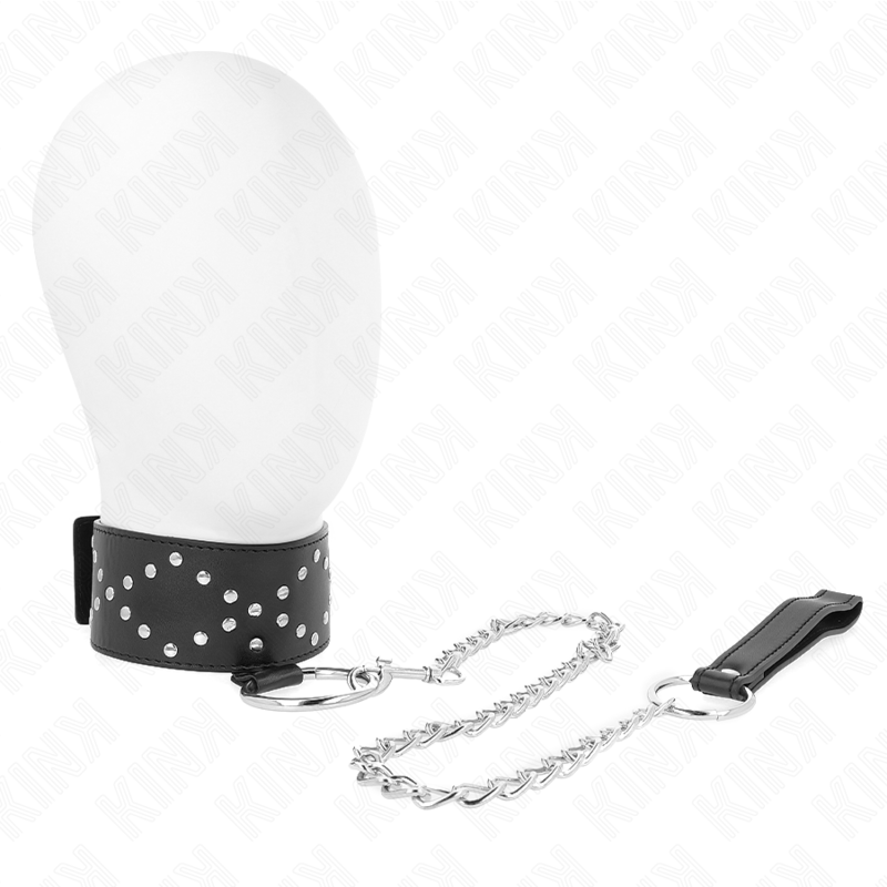 KINK BDSM нашийник модел 3 с повод и сребристи капси