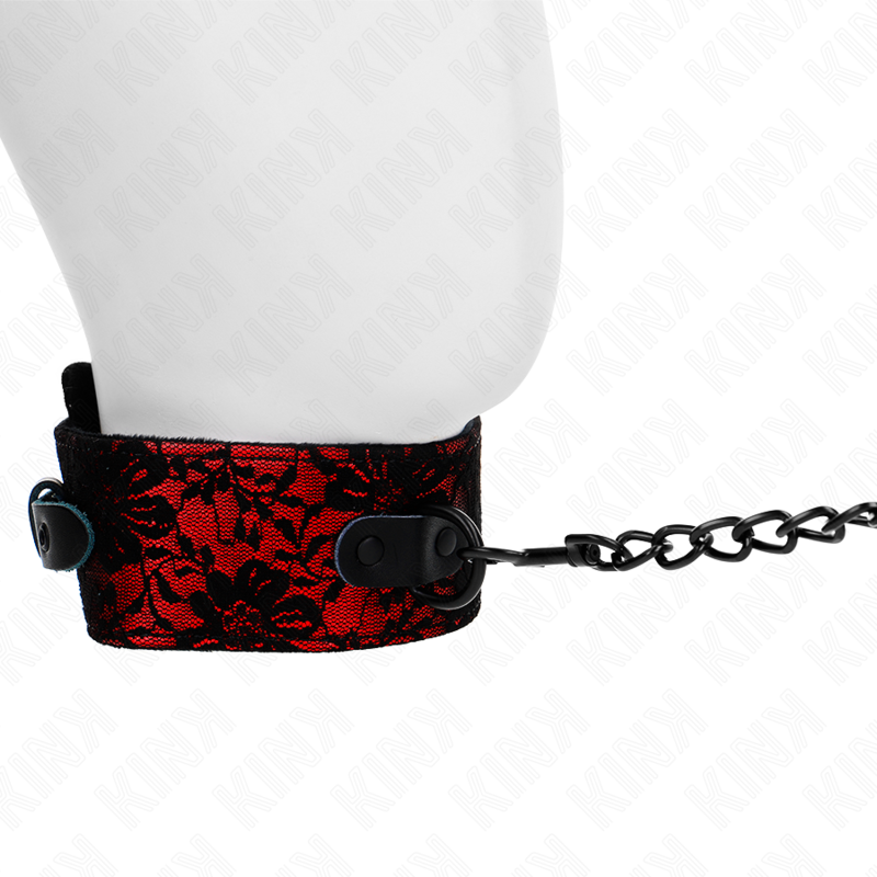 BDSM нашийник KINK с дантелен ефект и кожена каишка